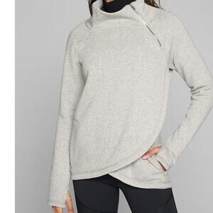 ATHLETA Cozy Karma Asym Pullover Light Grey Heather